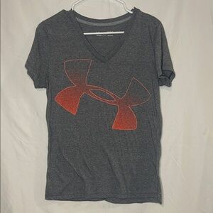 Under Armour Gray Short Sleeve Tee with Neon Orange Logo